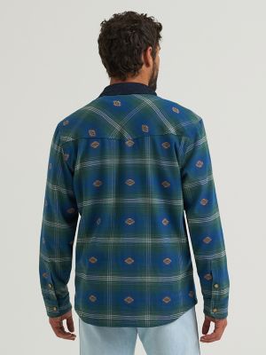 Wrangler All Terrain Gear Men's Lined Flannel Shirt Jacket in Green alternative view 3