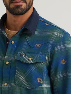 Wrangler All Terrain Gear Men's Lined Flannel Shirt Jacket in Green alternative view 4