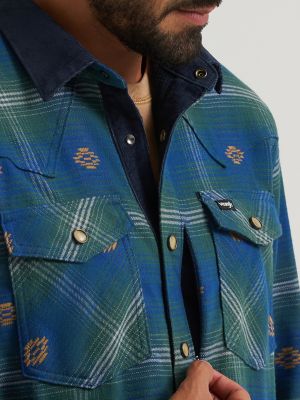 Wrangler All Terrain Gear Men's Lined Flannel Shirt Jacket in Green alternative view 5