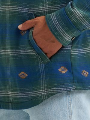 Wrangler All Terrain Gear Men's Lined Flannel Shirt Jacket in Green alternative view 6