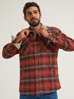 Wrangler All Terrain Gear Men's Lined Flannel Shirt Jacket in Red alternative view 2