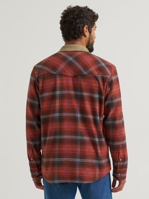 Wrangler All Terrain Gear Men's Lined Flannel Shirt Jacket in Red alternative view 3