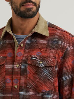 Wrangler All Terrain Gear Men's Lined Flannel Shirt Jacket in Red alternative view 4