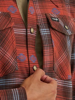 Wrangler All Terrain Gear Men's Lined Flannel Shirt Jacket in Red alternative view 5