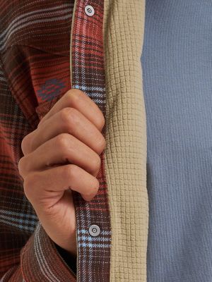 Wrangler All Terrain Gear Men's Lined Flannel Shirt Jacket in Red alternative view 6