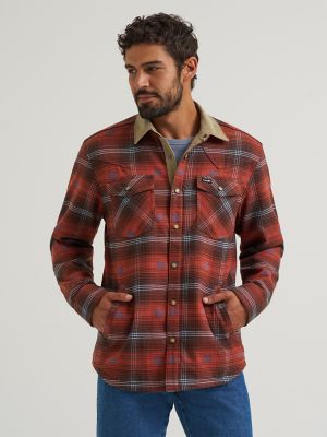 Wrangler All Terrain Gear Men's Lined Flannel Shirt Jacket in Red main view