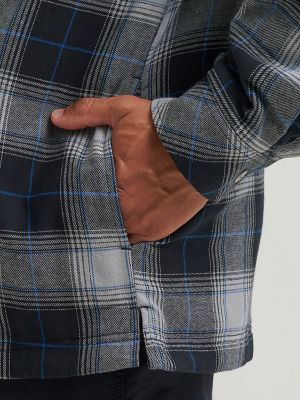 Wrangler&reg; RIGGS Workwear&reg; Hooded Flannel Work Jacket in Steely Grey