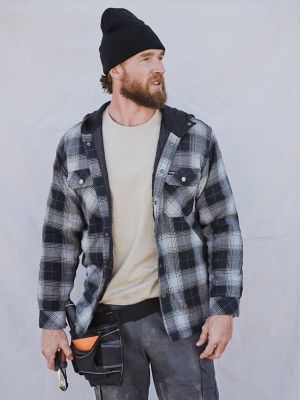 Wrangler® RIGGS Workwear® Hooded Flannel Work Jacket in Steely Grey