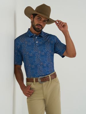 Wrangler All Terrain Gear Men's Performance Polo Shirt in Navy