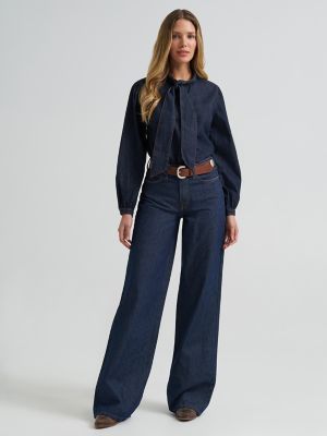 Women's Denim Bow Snap Shirt
