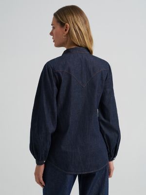 Women's Denim Bow Snap Shirt