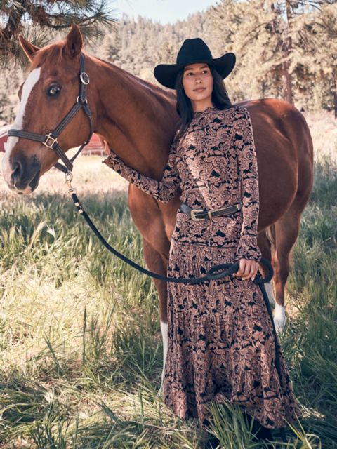 Женская ярусная юбка макси Wrangler с принтом