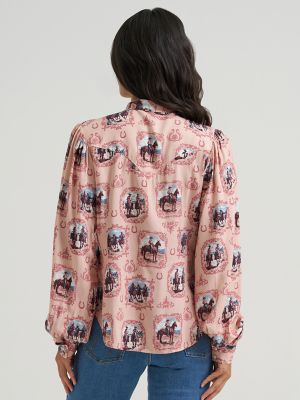 Women's Cameo Tie Neck Blouse