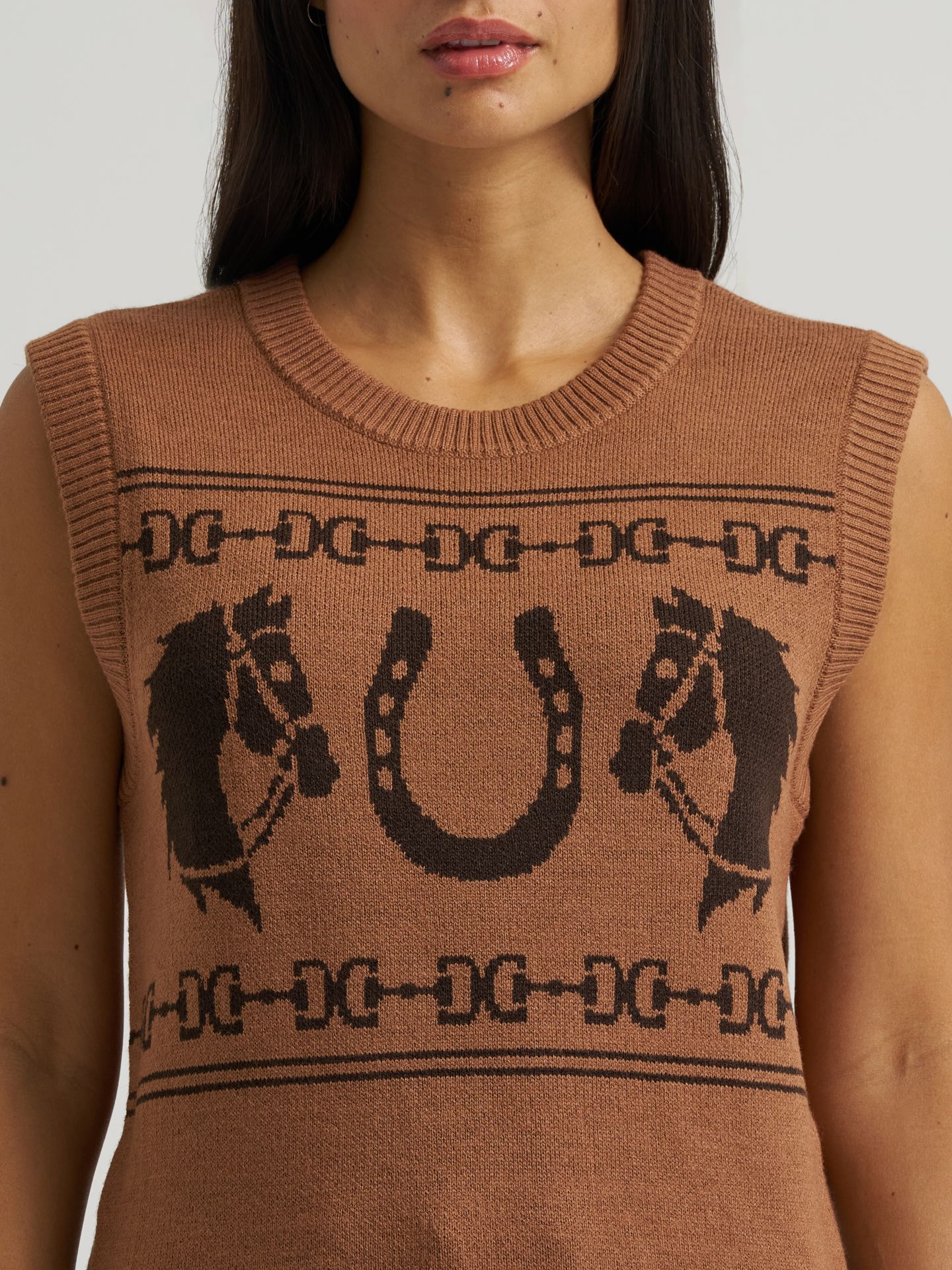 Женский жилет Wrangler Horse Sweater Vest, цвет: Коричневый — фото 6