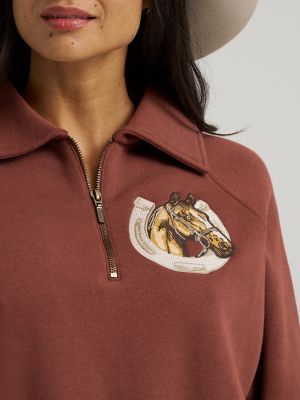 Women's Horseshoe Collared Zip Pullover