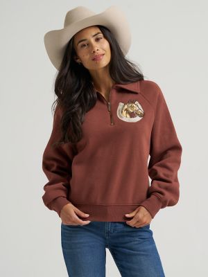 Women's Horseshoe Collared Zip Pullover