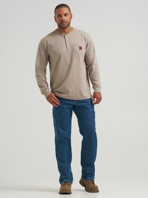 Wrangler RIGGS Workwear&reg; Relaxed Henley in Oatmeal Heather