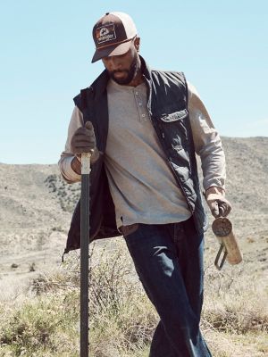 Wrangler RIGGS Workwear® Relaxed Henley in Oatmeal Heather