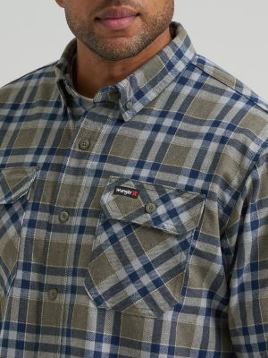 Wrangler&reg; RIGGS Workwear&reg; Flannel Foreman Plaid Work Shirt in Field Olive