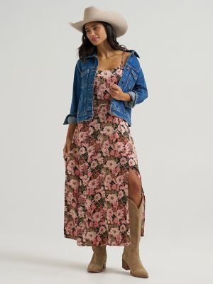 Women's Western Tank Maxi Dress in Pink