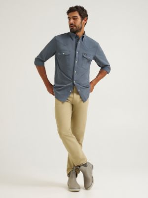 Wrangler All Terrain Gear Men's Techno Knit 5 Pocket Pant in Twill Khaki