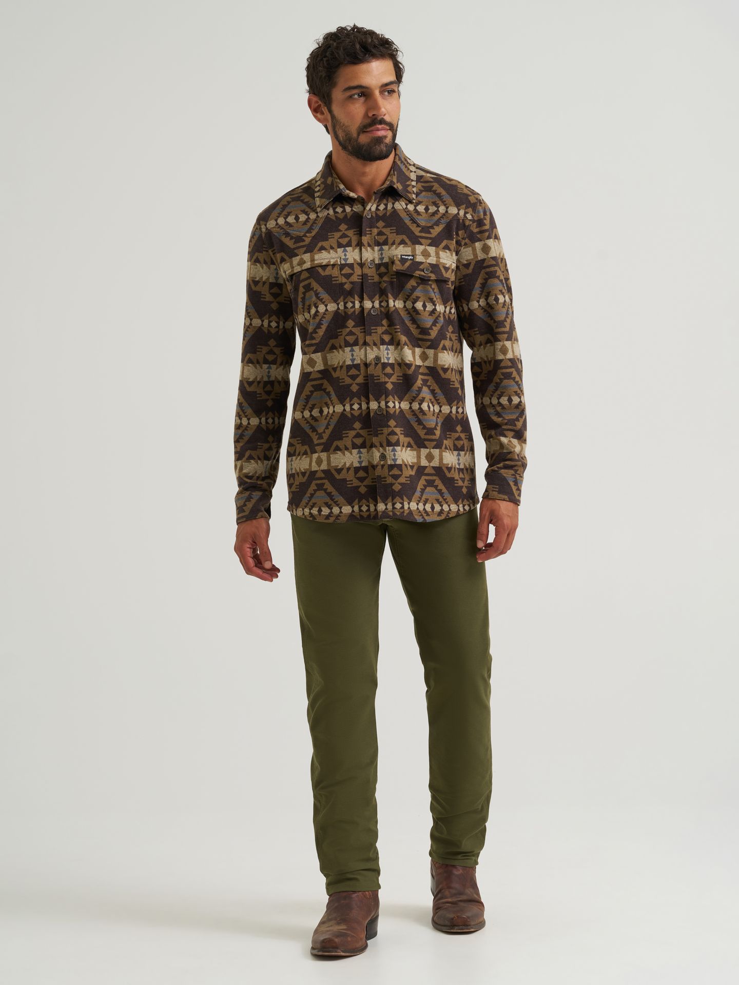 Мужские брюки Wrangler All Terrain Gear Techno Knit 5 Pocket, цвет: Оливковый ночной — фото 5