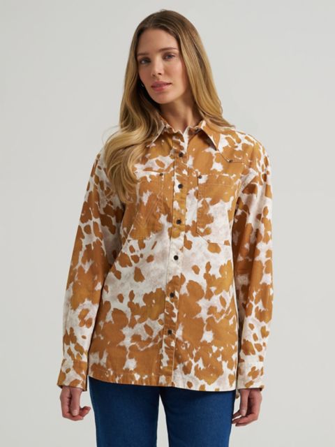 Женские рубашки Wrangler Women's Western Boyfriend Fit Button Down Shirt