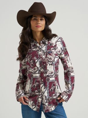 Women's Wrangler Bold Bucking Cowboy Sierra Snap Shirt