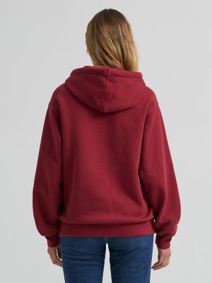 Women&rsquo;s Wrangler Wide Open Spaces Logo Hoodie in Deep Burgundy