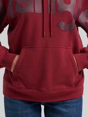 Women&rsquo;s Wrangler Wide Open Spaces Logo Hoodie in Deep Burgundy