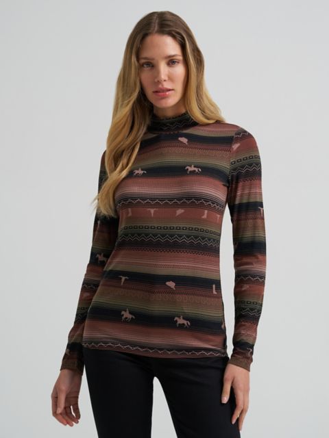 Женские футболки Wrangler Women’s Wrangler Rambling Ridge Mock Neck Top
