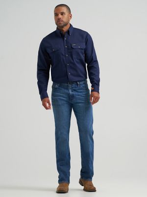 Wrangler&reg; FR Flame-Resistant Button Down Work Shirt in Harbor Navy