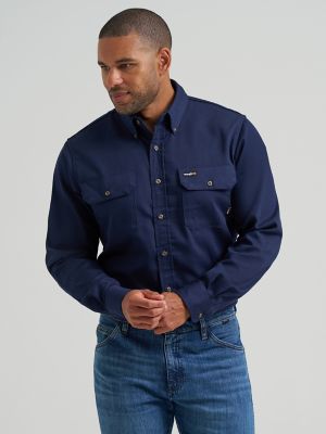 Wrangler&reg; FR Flame-Resistant Button Down Work Shirt in Harbor Navy