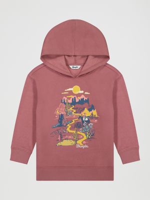 Girl's Adventure Graphic Pullover Hoodie in Red