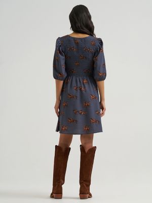Women's Smocked Puff‑Sleeve Babydoll Dress