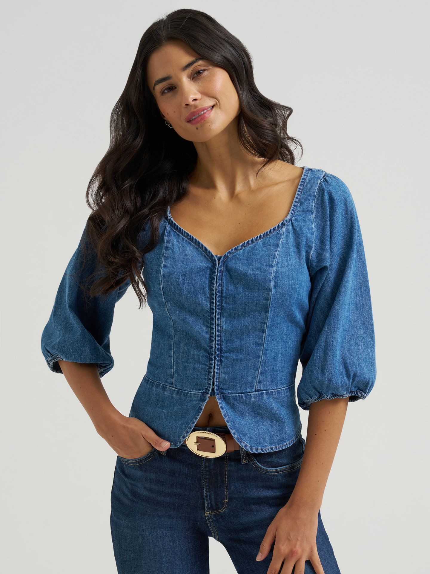 Корсет, деним — Wrangler, цвет: Джинсовый — фото 1