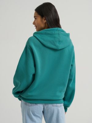 Women&rsquo;s Wrangler Wide Open Spaces Logo Hoodie in Teal Dream
