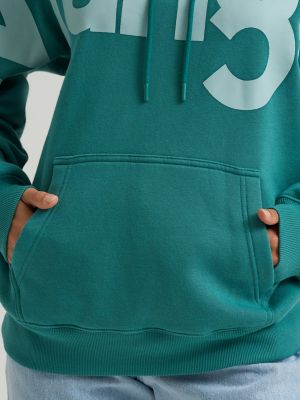 Women&rsquo;s Wrangler Wide Open Spaces Logo Hoodie in Teal Dream