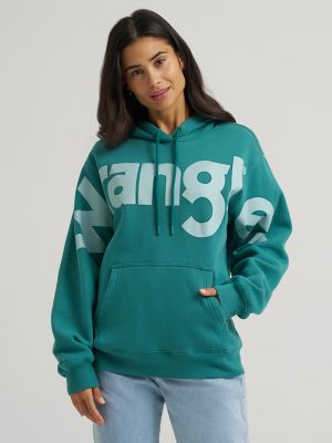 Women&rsquo;s Wrangler Wide Open Spaces Logo Hoodie in Teal Dream