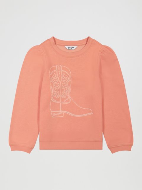 Детские худи Wrangler Girl's Puff Sleeve Graphic Fleece Sweatshirt
