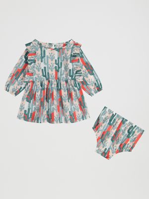 Little Girl's Ruffle Yoke Dress in Pink