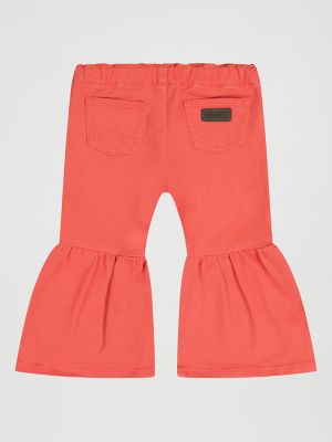 Little Girl's Vibrant Ruffle Leg Flare Jean in Pink