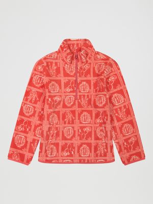 Girl's Printed Quarter-Zip Fleece Pullover in Pink