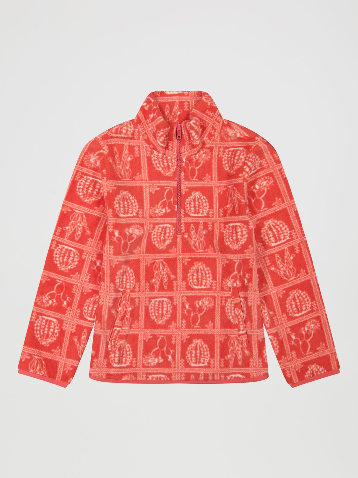 Свитер Wrangler Printed Quarter-Zip Fleece Pullover для девочек, цвет: Розовый — фото 1