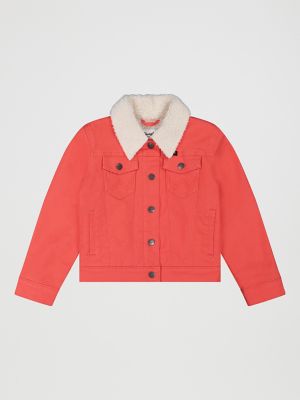 Girl's Sherpa Lined Trucker Jacket in Pink