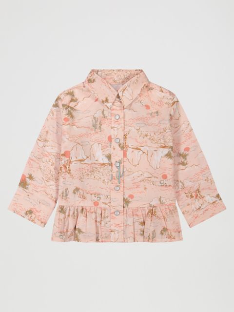Детские рубашки Wrangler Little Girl's Ruffle Hem Snap Shirt
