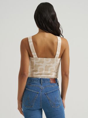 Women's Jacquard Corset Top in Beige