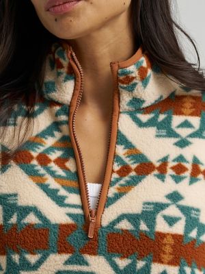 Women's Wrangler High Plains Sherpa Zip Pullover in Pale Prairie