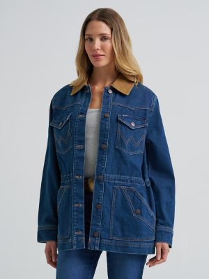 Women's Denim Cinched Waist Barn Jacket