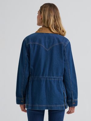 Women's Denim Cinched Waist Barn Jacket